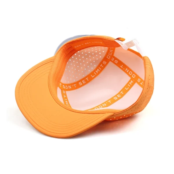 Flat Brim Snapback Custom Fitted 5 Panel Breathable Running Hat - Image 2